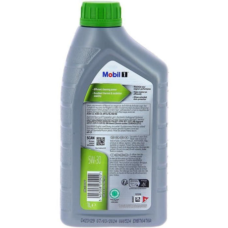 Huile moteur 5W-30 ESP Synthétique - MOBIL 1 - Formula-P  -bidon 5L -  haute performance anti-pollution