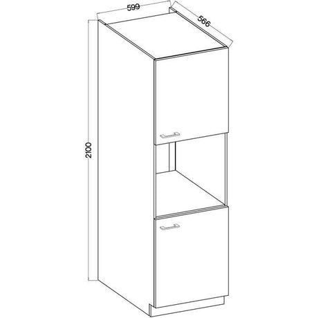 MODENA - Colonne four - 2 portes - 60 x 57 x 210 cm - Chene artisan / Noir mat