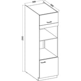 MODENA - Colonne four micro-ondes - 2 portes - 60 x 57 x 210 cm - Chene artisan / Noir mat