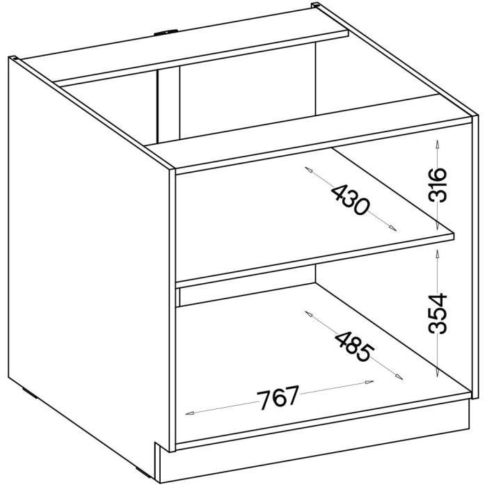 MODENA - Meuble bas - 2 portes battantes - 80 x 52 x 82 cm - Chene artisan / Noir mat - Plan de travail non inclus