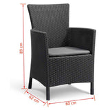 Fauteuil de jardin - Allibert by KETER - IOWA - En résine imitation rotin tressé - Coloris : gris graphite - Avec coussin
