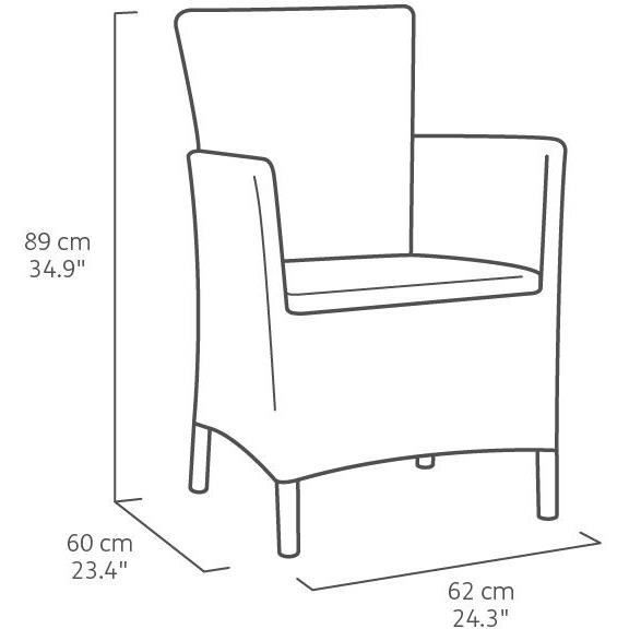 Fauteuil de jardin - Allibert by KETER - IOWA - En résine imitation rotin tressé - Coloris : gris graphite - Avec coussin