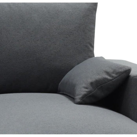 Canapé d'angle convertible - MORGAN - 3 places - Anthracite avec coffre et coussins déco - 236x143x85cm