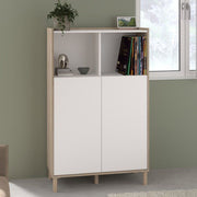 Bahut haut MORPHOS - L 83,7 x P 40 x H 135 cm - Décor blanc / Chene - 2 portes - PARISOT