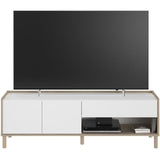 Meuble TV MORPHOS L 150 x P 40 x H 47,3 cm  - Décor blanc / Chene - PARISOT