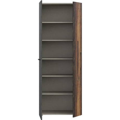 Armoire a chaussures - Béton gris & bois vintage - 18 paires - L68,7 x P36,5 x H181,1 cm