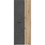 Armoire de rangement - Béton gris foncé / Chene - 68,7 x 36,5 x 181,1 cm