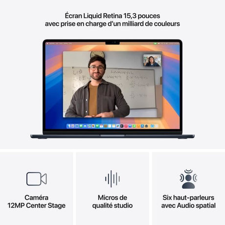 Apple - 15,3 MacBook Air M4 (2025) - RAM 16Go - Stockage 256Go - CPU 10 coeurs - GPU 10 coeurs - Minuit