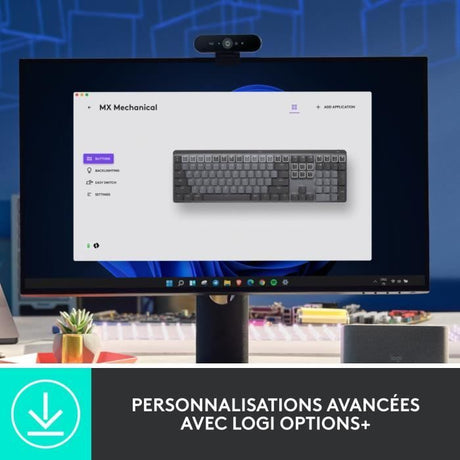 Clavier - Sans fil - Logitech - MX Mechanical - AZERTY - Mécanique - Rétroéclairé - Graphite