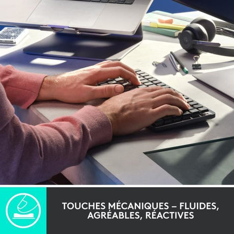 Clavier - Sans Fil - Logitech - MX Mini - AZERTY - Mécanique - Rétroéclairé - Graphite
