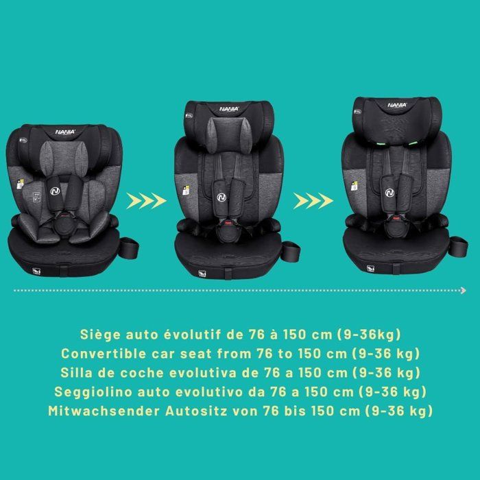 Siege auto isofix - NANIA - MILANO - Groupe 1/2/3 - I-size - Avec réducteur - Noir