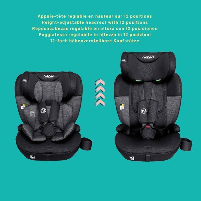 Siege auto isofix - NANIA - MILANO - Groupe 1/2/3 - I-size - Avec réducteur - Noir