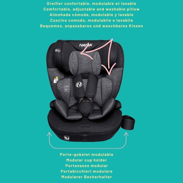 Siege auto isofix - NANIA - MILANO - Groupe 1/2/3 - I-size - Avec réducteur - Noir