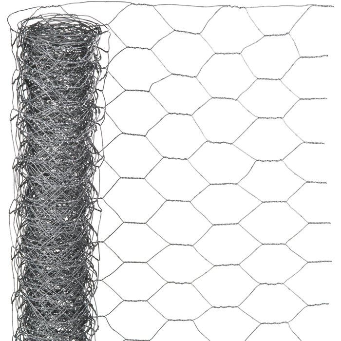 Grillage hexagonal galvanisé - NATURE - 1 x 25 m - Ep. 25 mm - Gris