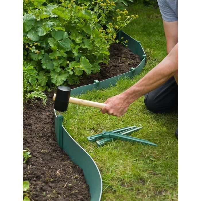 Ancres pour bordure en polyéthylene recyclé - NATURE - H26,7 x 1,9 x 1,8 cm - Vert