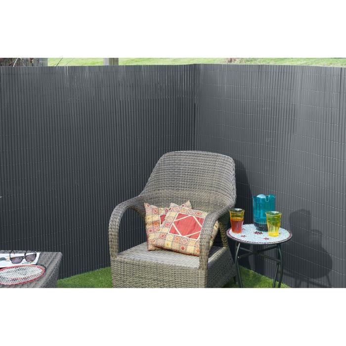 Canisse PVC double face - NATURE - 1 x 3 m - 1600 g/m˛ - Occultant 4/5 - Anti-UV - Anthracite