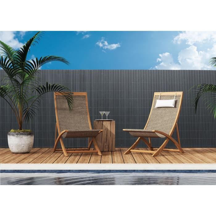 Canisse PVC double face - NATURE - 1 x 3 m - 1600 g/m˛ - Occultant 4/5 - Anti-UV - Anthracite