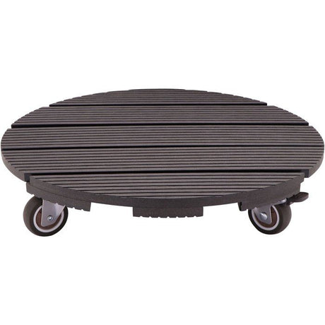 Support de pot a roulettes - NATURE - WPC - H8,6 x Ř38 cm - 4 roulettes - Anthracite