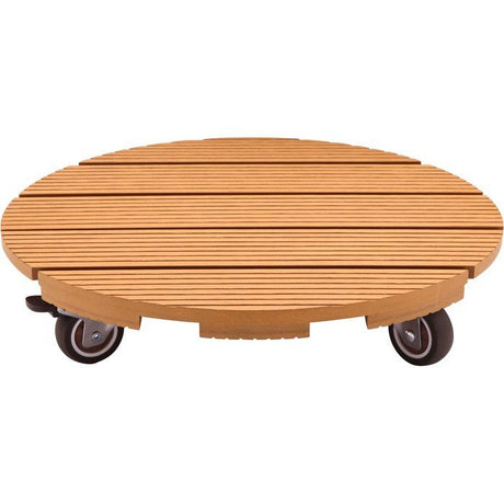 Support de pot a roulettes - NATURE - WPC - H8,6 x Ř38 cm - 4 roulettes - Bois