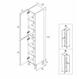 Meuble de salle de bain - Colonne - Décor Blanc brillant - 2 portes - L30 x P35 x H182 cm - NEREA