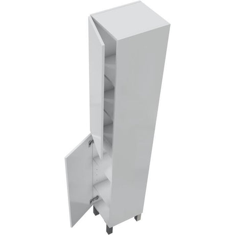 Meuble de salle de bain - Colonne - Décor Blanc brillant - 2 portes - L30 x P35 x H182 cm - NEREA