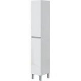 Meuble de salle de bain - Colonne - Décor Blanc brillant - 2 portes - L30 x P35 x H182 cm - NEREA
