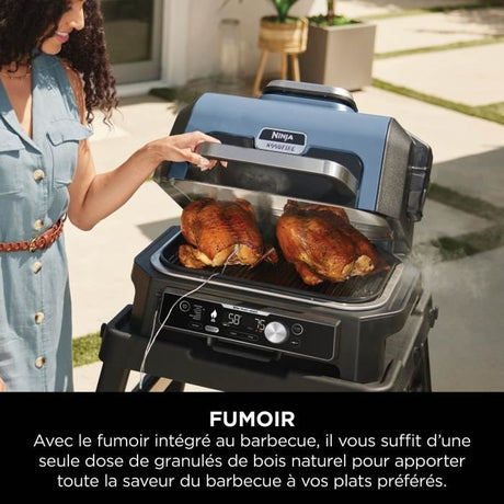 Barbecue électrique et fumoir NINJA - Woodfire Pro Connect XL OG901EU - 7 programmes de cuisson - Thermosonde intégrée