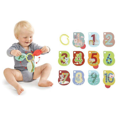 Imagier - SOPHIE LA GIRAFE - Numerogolo - Cartes a chiffres - Couleurs vives - Anneau ouvrant