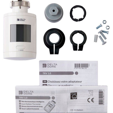 Tete Thermostatique TRV 1.0 et adaptateurs - Delta Dore - TRV 1.0 Adapt - Chauffage connecté - Programmation - Contrôle vocal
