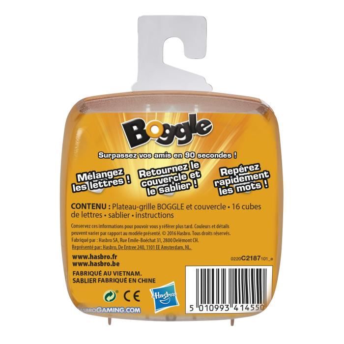 Boggle, Jeu de société de voyage, Jeu de réflexion rapide pour petits et grands, Hasbro Gaming, Des 8 ans