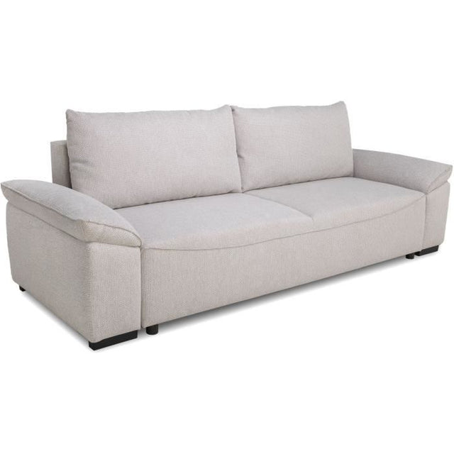 Canapé convertible avec coffre - 3 a 4 places - NORMAN - Tissu beige - 240 x 85 x 85 cm