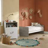 Lit combiné - 120x60cm - Evolutif en 90x190cm - Babyprice Leaf - En bois gris