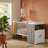 Lit combiné - 120x60cm - Evolutif en 90x190cm - Babyprice Leaf - En bois gris