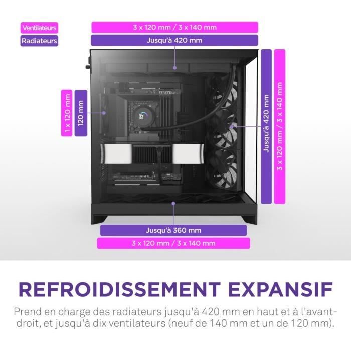 Boitier moyen-tour double chambre - NZXT - CM-H92FB-01 - H9 Flow - Noir