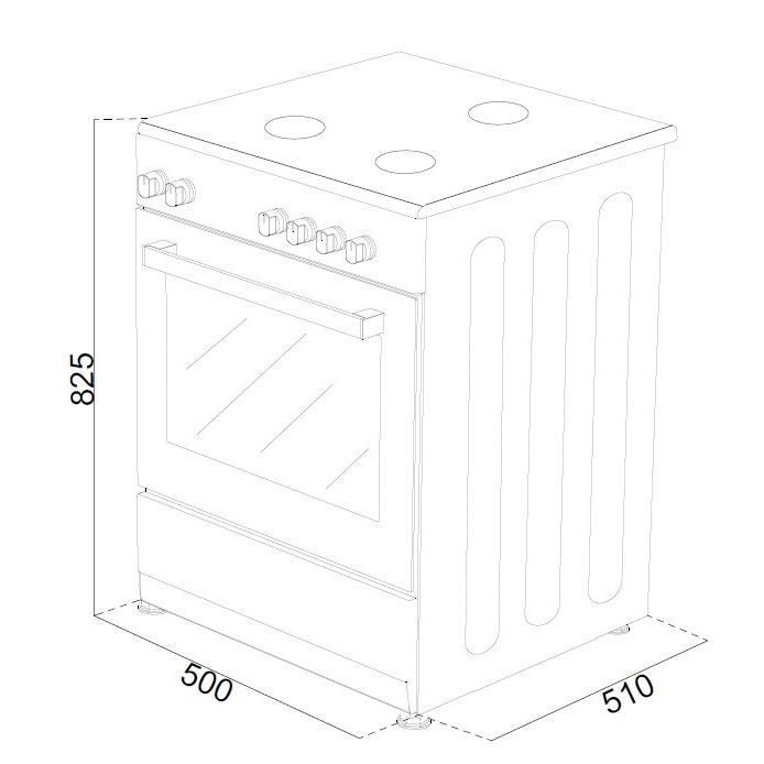 OCEANIC Cuisiniere vitrocéramique 50 x50 - four convection naturelle - four 48L - blanc