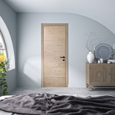 Bloc porte avec huisserie réversible et ajustable - OPTIMUM - Premium - Noisette - H 204 x Ep 4,4 x L 73 cm