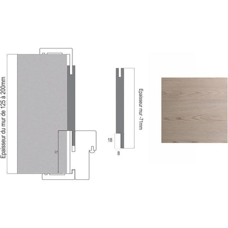 Bloc porte avec huisserie réversible et ajustable - OPTIMUM - Premium - Noisette - H 204 x Ep 4,4 x L 73 cm