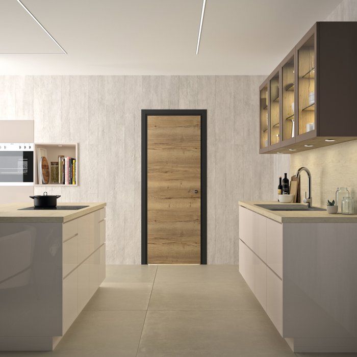 Bloc porte isotherme avec huisserie - OPTIMUM - Premium - Chene authentique - Poussant gauche / ajustable - H 204 x Ep 4,4 x L 83 cm
