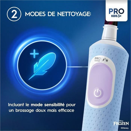 Oral-B Pro Kids3+ Brosse a dents électrique enfant Reine des Neiges, Disney, 1 Brossette Brossage Doux, Minuteur et Vibrations