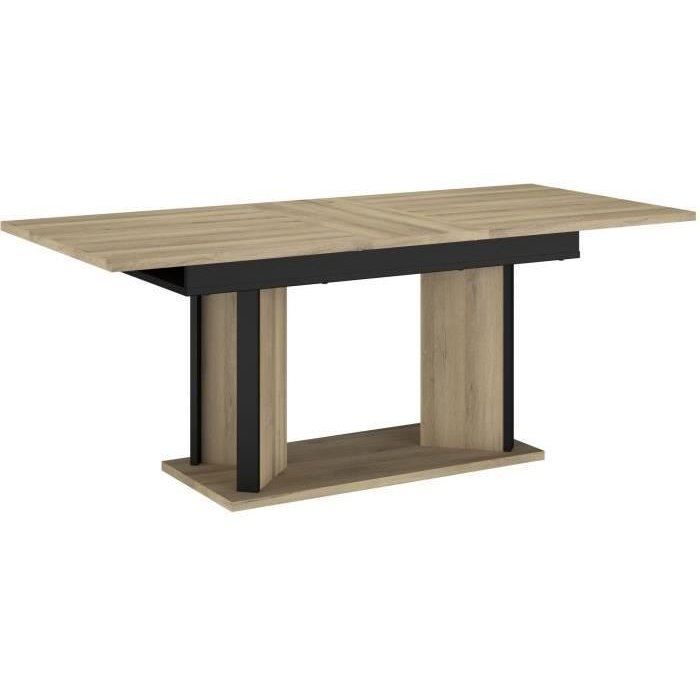 Table a manger avec allonge - OSTARA - Rectangulaire - Chene / Noir - 8 personnes - 160/199,8 x 90 x 78 cm - PARISOT