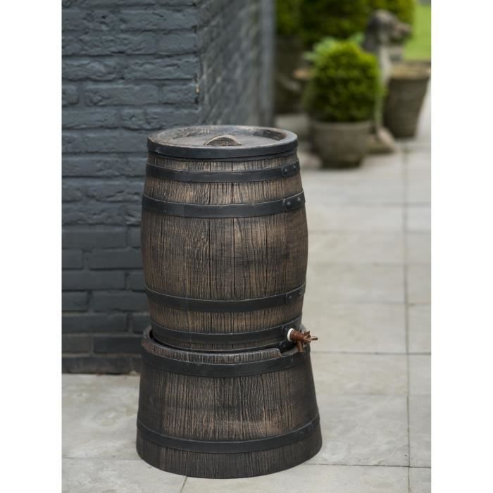 Pied pour récupérateur d'eau en forme de barrique - NATURE - 50 litres - PE rotomoulé brun