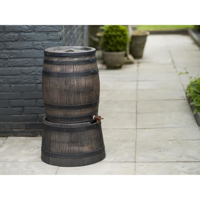 Pied pour récupérateur d'eau en forme de barrique - NATURE - 50 litres - PE rotomoulé brun