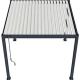 Pergola bioclimatique - 3 x 3 m - 9 m˛ - Structure aluminium anthracite et lames toiture acier blanches