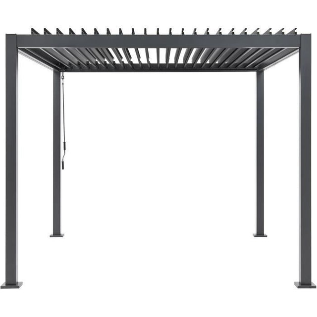 Pergola bioclimatique - GAYA - Structure en aluminium et en acier - Gris - 3 x 3 m