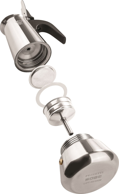 Cafetiere italienne - PEZZETTI - STEELEXPRESS - Acier inoxydable - 6 tasses - Tous feux dont induction - Bleu Indigo