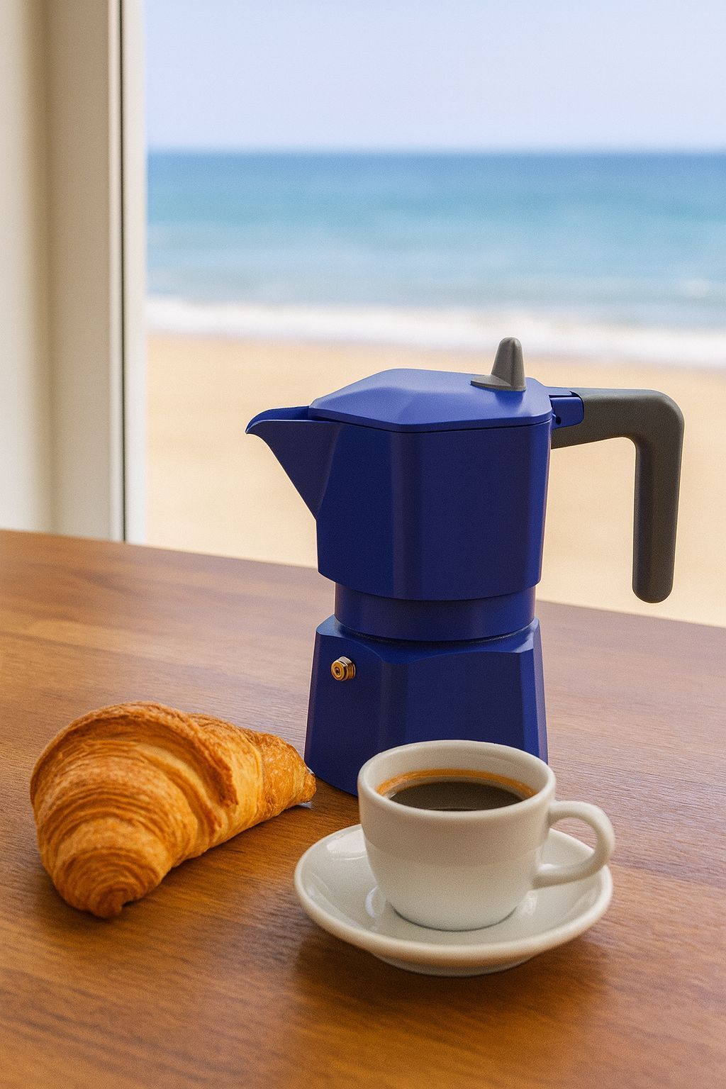 Cafetiere italienne - PEZZETTI - PENTAEXPRESS - Aluminium - 6 tasses - Bleu
