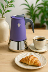 Cafetiere italienne - PEZZETTI - STEELEXPRESS - Acier inoxydable - 6 tasses - Tous feux dont induction - Bleu Indigo