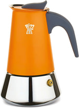 Cafetiere italienne - PEZZETTI - STEELEXPRESS - Acier inoxydable - 6 tasses - Tous feux dont induction - Orange