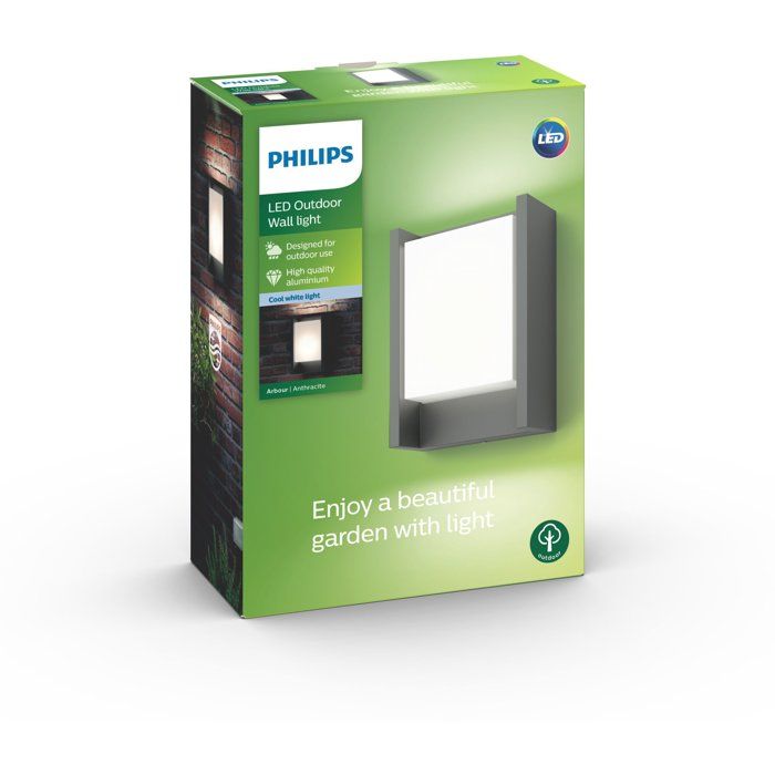 Applique murale - PHILIPS - Arbour - 4000K - Anthracite - 1x6 W - IP44