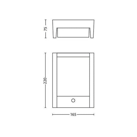 Applique murale - PHILIPS - Arbour - Lumiere blanche chaude - Avec capteur - Large - IP44